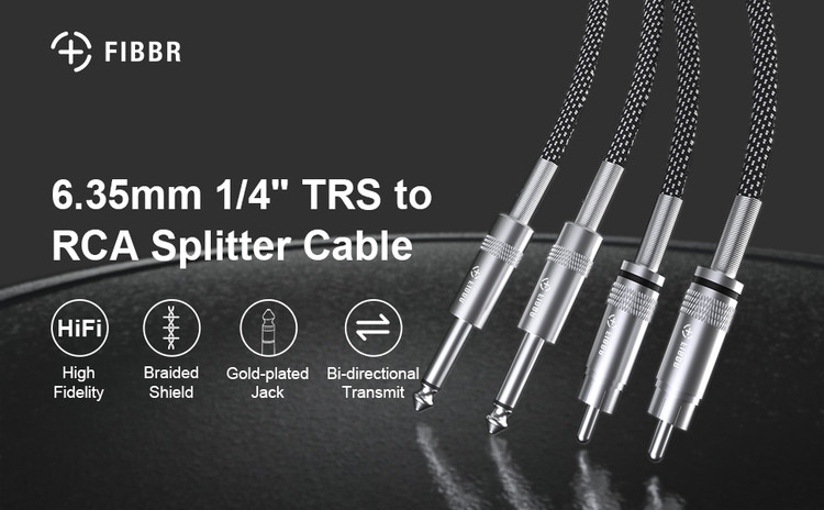 کابل RCA به TS مانیتورینگ 2عددی طول نیم متر FIBBR Cable RCA a TS de 1/4" de 1.6 pies/1.6 ft, doble 1/4 pulgadas TS