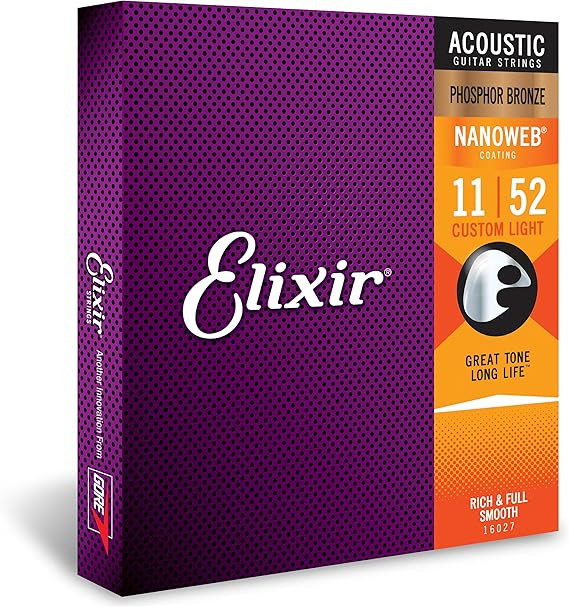 Elixir 11-52 Nanoweb Phosphor Bronze سیم الکسیر اکوستیک 11 52