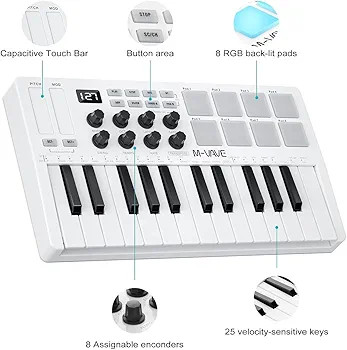 میدی کیبورد m vave smk25M vave smk 25 midi keyboard bluetooth