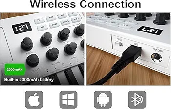 میدی کیبورد m vave smk25M vave smk 25 midi keyboard bluetooth