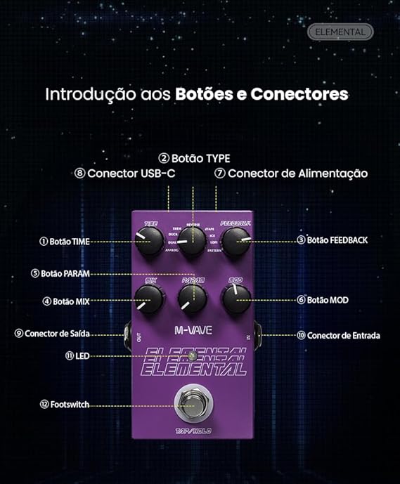 m vave element delay pedal افکت دیلی M VAVE ELEMENT