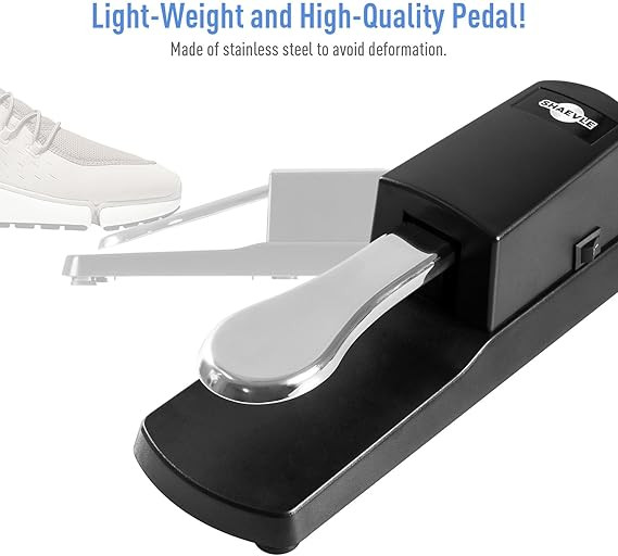 پدال ساستین shaevle Sustain Pedal For Keyboards Digital Piano MIDI and Synthesizer with Polarity Switch 1/4"(6.35mm) With 63-inch Cable Input Plug