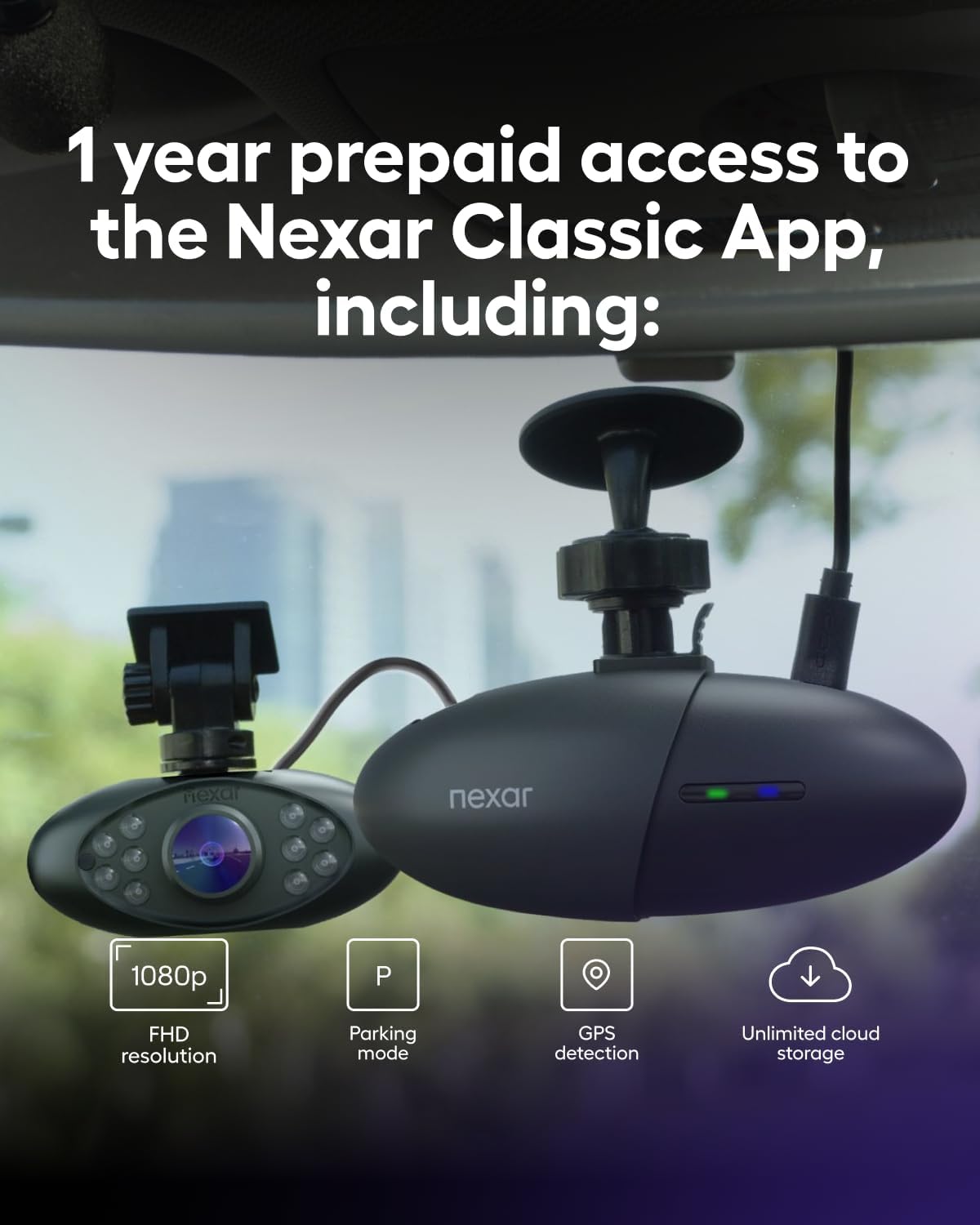 دوربین ثبت وقایع خودرو مارک nexar pro nexar pro Nexar Pro GPS Dash Cam System – Dual Dashcam Front and Interior Dash Camera for Cars with 64GB SD Card Unlimited Cloud Storage 24/7 Parking Mode Night Vision and 1-Year Nexar Classic App Subscription