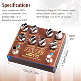 مولتی افکت سریR دو کانال جویو 9افکتJOYO Modulation Multi Effects Pedal R Series Dual Channel Stereo Input and Output 9 Effects for Electric Guitar (Vision R-09)