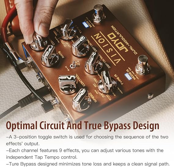 مولتی افکت سریR دو کانال جویو 9افکتJOYO Modulation Multi Effects Pedal R Series Dual Channel Stereo Input and Output 9 Effects for Electric Guitar (Vision R-09)