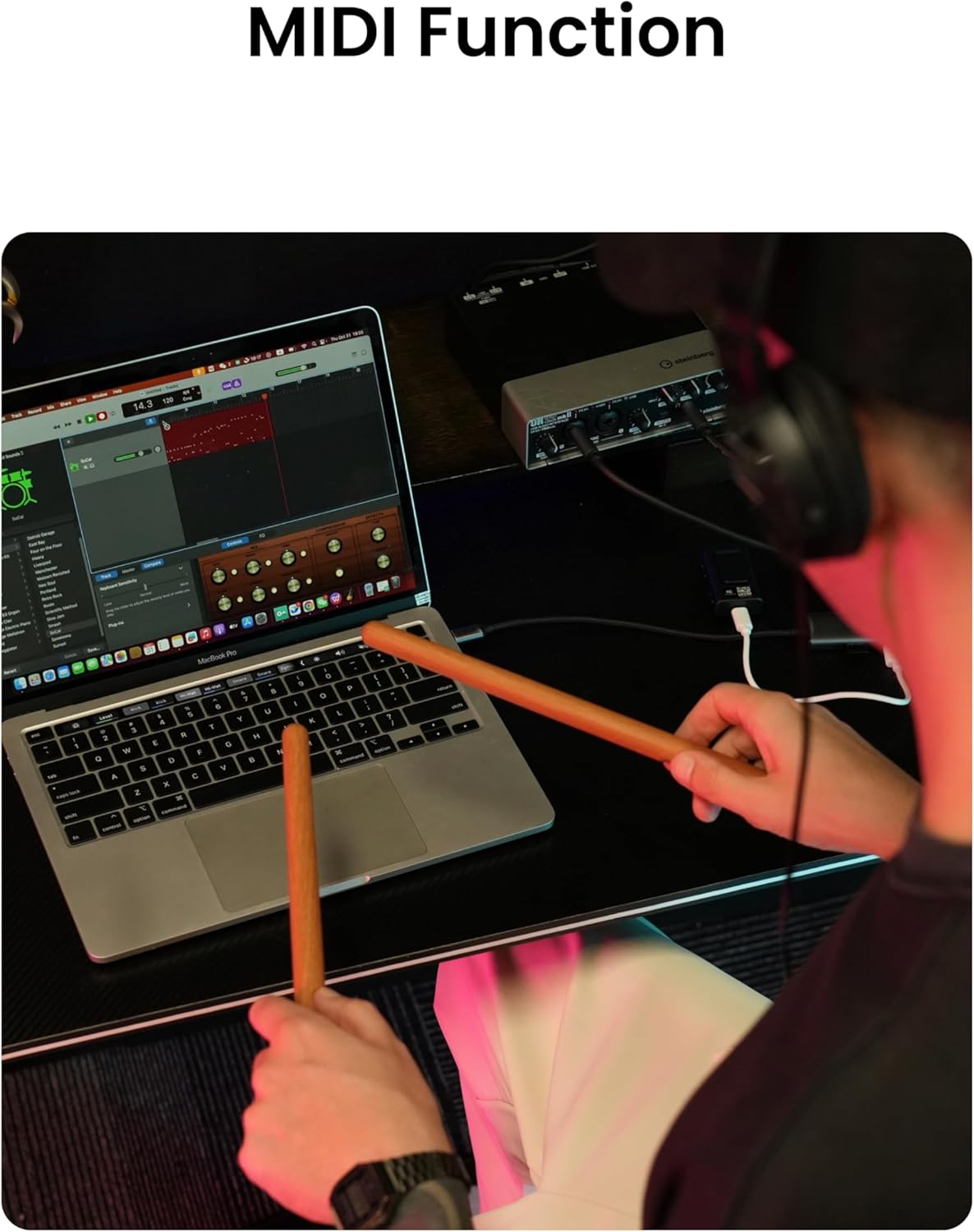 درام مجازی aeroband 2maxAeroBand Electronic Drum Set PocketDrum2 MAX（2025 Version）, Air Drum Sticks & Pedals & Bluetooth Adapter, Play Drum Anywhere Anytime, 8 Tones and USB Midi Teens Adult Drummer Gift