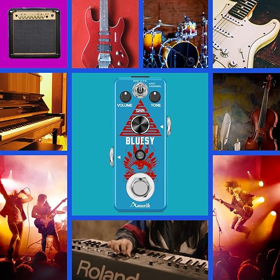 یونیت اوردرایو amuzik blusey Amuzik Blues King Overdrive Guitar Pedals Analog Vintage Bluesy Distortion Effect Pedal Wide Range Frequency Response 2 Modes Tube Amplifier True Bypass