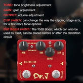 افکت دیسروشن lancelot dr.j جویو JOYO Distortion Pedal of Classic Modded Early 80s Screaming Distortion Effect for Electric Guitar High-end Edition Dr.J Series (D59)
