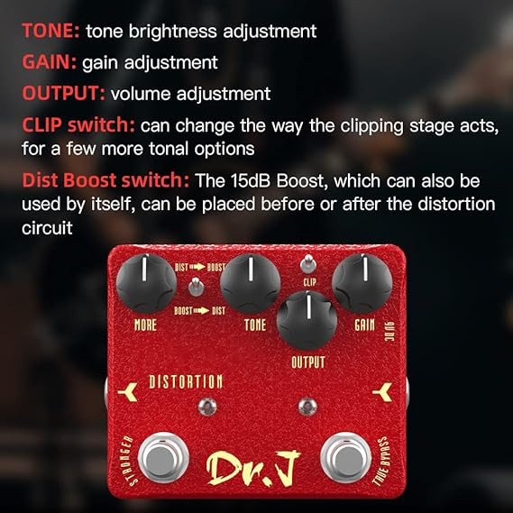 افکت دیسروشن lancelot dr.j جویو JOYO Distortion Pedal of Classic Modded Early 80s Screaming Distortion Effect for Electric Guitar High-end Edition Dr.J Series (D59)