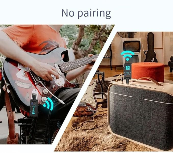 وایرلس گیتار 2.4 ghz باتری 10ساعته برد40متر Boddceto 2.4G WS-4 Wireless Guitar System Guitar Transmitter Receiver for Electric Guitar Bass 48K/16bit Real-Time Transmission