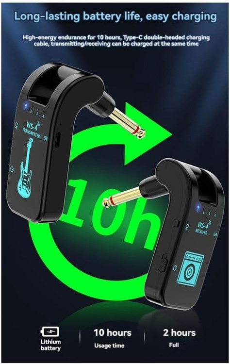 وایرلس گیتار 2.4 ghz باتری 10ساعته برد40متر Boddceto 2.4G WS-4 Wireless Guitar System Guitar Transmitter Receiver for Electric Guitar Bass 48K/16bit Real-Time Transmission
