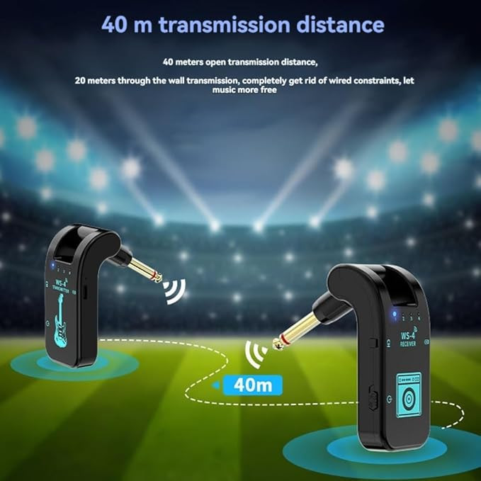وایرلس گیتار 2.4 ghz باتری 10ساعته برد40متر Boddceto 2.4G WS-4 Wireless Guitar System Guitar Transmitter Receiver for Electric Guitar Bass 48K/16bit Real-Time Transmission