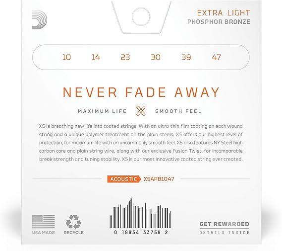 سیم داداریو اکوستیک D’Addario XS Phosphor Bronze Coated Acoustic Guitar Strings Extra Light 10-47D’Addario XS Phosphor Bronze Coated Acoustic Guitar Strings Extra Light 10-47