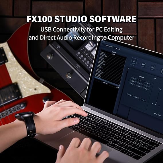 مولتی افکت  flamma fx100FLAMMA FX100 Guitar Multi-effects Pedal with 55 Amp Models 151 Built-in Effects 80' Looper 40 Drum Machine 10 3rd Party IR Slots Headphone OTG for Home...