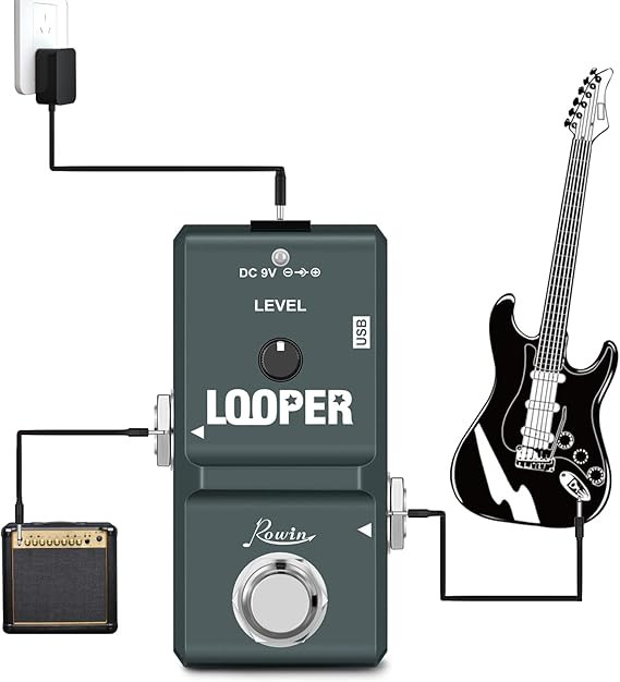لوپر مینی rowin Rowin LN-332A Mini Guitar Loop Pedal with 10 Min Recording, Compact Electric Guitar Effect Pedal Looper