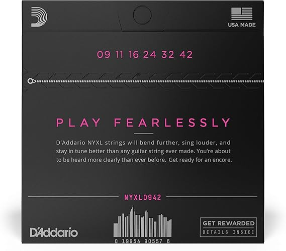 سیم گیتار الکتریک داداریو nyxl 09 42 D'Addario Electric Guitar Strings, NYXL Nickel Plated, NYXL0942, Super Light Gauge 09-42, 6-String Set