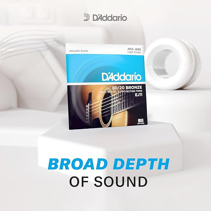 سیم گیتار اکوستیک داداریو Ej10 D'Addario Acoustic Guitar Strings, 80/20 Bronze, EJ10, Extra Light Gauge 10-47, 6-String Set, Pack of 1
