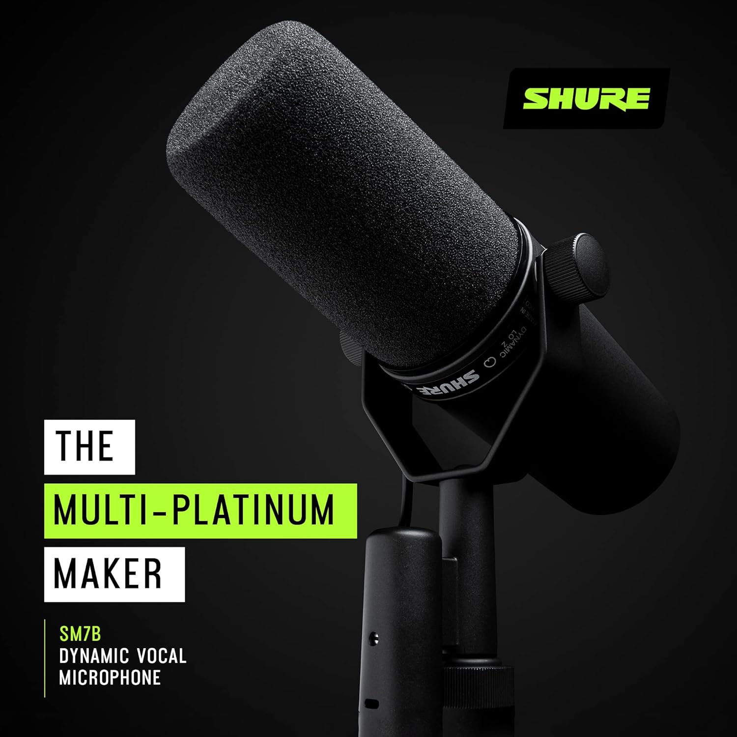 میکروفون داینامیک شور مدل SM7B Shure SM7B Microphone - Vocal Dynamic Studio Mic for Broadcast, Podcast, Recording, Gaming & Streaming, XLR, Rugged Construction, Detachable Windscreen, Smooth Sound, Warm Vocals, Wide-Range Frequency