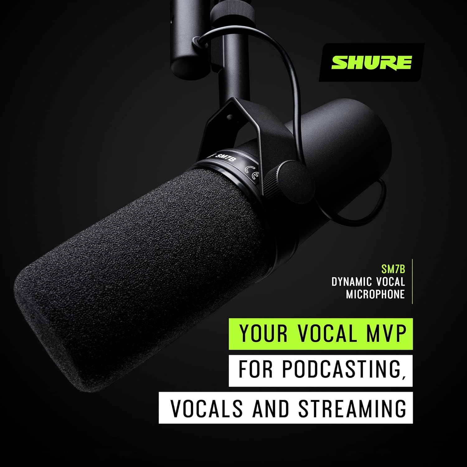 میکروفون داینامیک شور مدل SM7B Shure SM7B Microphone - Vocal Dynamic Studio Mic for Broadcast, Podcast, Recording, Gaming & Streaming, XLR, Rugged Construction, Detachable Windscreen, Smooth Sound, Warm Vocals, Wide-Range Frequency