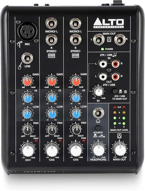 میکسر و اینترفیس Alto truemix500 ALTO TrueMix 500 Audio Mixer with XLR Mic In and USB Audio Interface for Podcasting, Live Performance, Streaming, Recording, DJ, Mac and PC