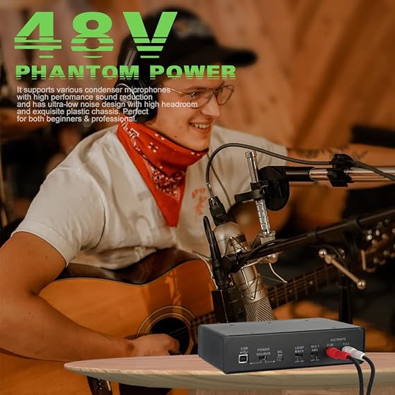 BOMGE USB Audio Interface(24 bit/192 kHz) with XLR, phantom power, Direct Monitoring, Loopback for PC Recording, Streaming,Guitarist, Vocalist,and Podcasting کارت صدا اینترفیس bomge bmg22