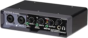 BOMGE USB Audio Interface(24 bit/192 kHz) with XLR, phantom power, Direct Monitoring, Loopback for PC Recording, Streaming,Guitarist, Vocalist,and Podcasting کارت صدا اینترفیس bomge bmg22