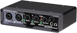 BOMGE USB Audio Interface(24 bit/192 kHz) with XLR, phantom power, Direct Monitoring, Loopback for PC Recording, Streaming,Guitarist, Vocalist,and Podcasting کارت صدا اینترفیس bomge bmg22
