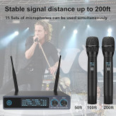 میکرفون وایرلس حرفه ای perway vw022 PERWHY UHF Wireless Microphone, Metal Professional Dual Channel Handheld Dynamic Mic System, for Karaoke, Party, Church, DJ, Wedding, Meeting, Home KTV Set, Outdoor Events, 200ft(VW-022)
