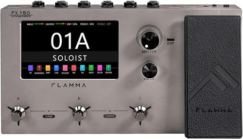مولتی افکت flamma fx150 FLAMMA FX150 Multi Effects Processor Electric Guitar Pedal with Amp Modelling Cabinet Simulation Global EQ Touchscreen 160 Built-in Effects 180 Editable User Effects Slots Looper Main I/O Ports