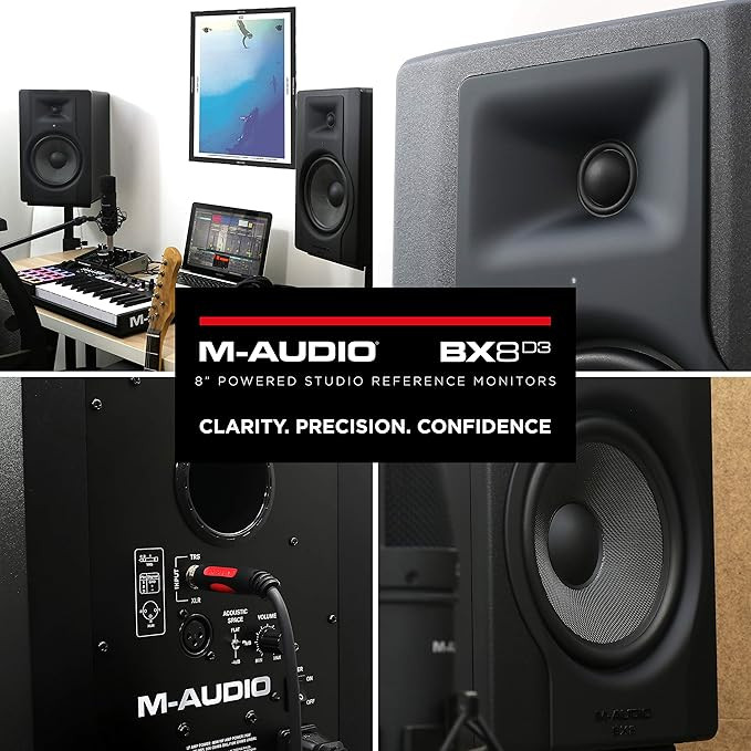 اسپیکر مانیتورینگ ام آدیو BX8 D3 M-Audio - BX8 D3 - Pair of 150W Pro 2-Way Studio Monitors with 8-inch Woofer for Music Production with Built-in Acoustic Space Control - Black