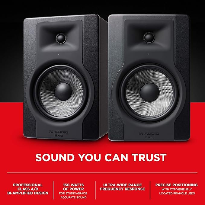 اسپیکر مانیتورینگ ام آدیو BX8 D3 M-Audio - BX8 D3 - Pair of 150W Pro 2-Way Studio Monitors with 8-inch Woofer for Music Production with Built-in Acoustic Space Control - Black