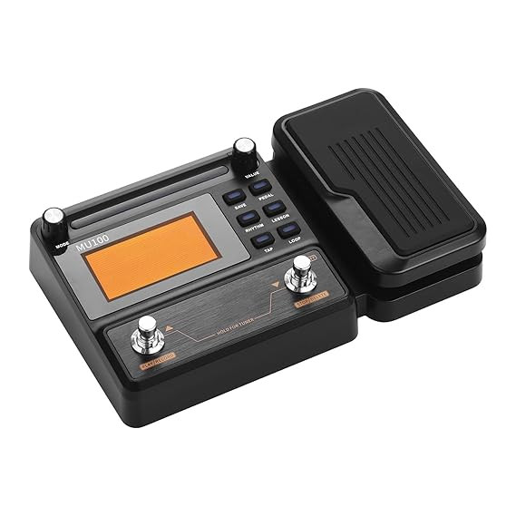 MU100 Guitar Multi-Effects Processor Electric Guitar Effect Pedal Supports 180s Loop Recording Tuner Tempo Rhythm Setting Scale & Chord Lesson Functions (BlackEU Plug) -Layfoo مولتی افکت muslady mu100