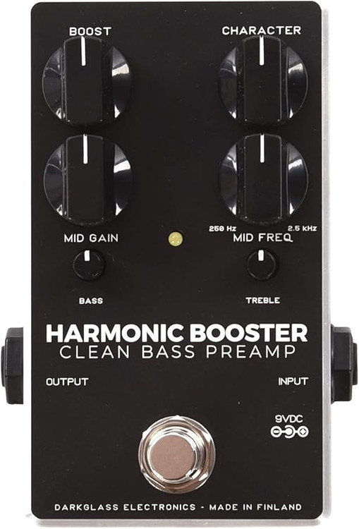 افکت هارمونیک بوستر demonfx پری امپ Darkglass Harmonic Booster Clean Bass Preamp Pedal for Electric Bass w/ 3-band EQ, ¼" Output Jack, and ¼" Input Jack