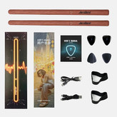درام مجازی aerodrum 2 AeroBand Air Electronic Drum Kit Drum Sticks PocketDrum 2 8 Pad Drum Kit with Foot Sensor/2 Pocket Guitars Portable Bluetooth MIDI Compatible Birthday Anniversary (Wood Grain Style)