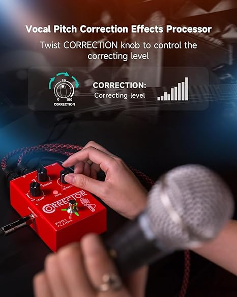 افکت وکال خواننده flamma fv01 FLAMMA FV01 Vocal Effects Processor Pitch Correction Voice Pedal Vocal Stompbox Microphone Amplifier for Singer Live Singing Streaming Recording with Delay Reverb Acoustic Guitar Playing