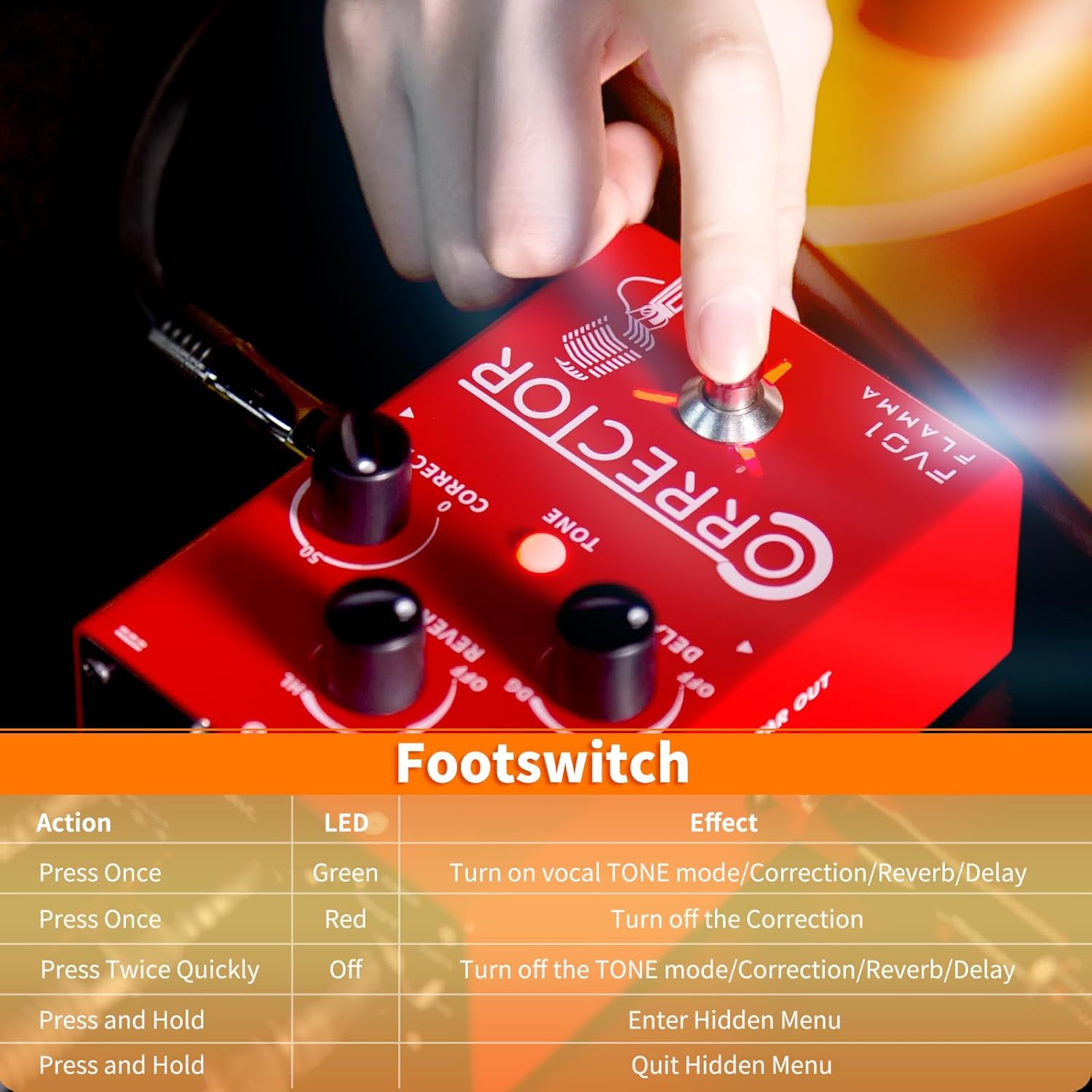 افکت وکال خواننده flamma fv01 FLAMMA FV01 Vocal Effects Processor Pitch Correction Voice Pedal Vocal Stompbox Microphone Amplifier for Singer Live Singing Streaming Recording with Delay Reverb Acoustic Guitar Playing