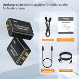 DA Converter, Fokky 192kHz DAC Converter Digital Analog Converter, SPDIF Coaxial Toslink to Analog Stereo RCA L/R 3.5mm Audio with 1M Optical Cable for HDTV DVD Blu-ray Sky Game Console