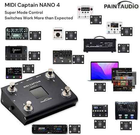 میدی کنترلر midi captain nano4 PAINTAUDIO Paint Audio MIDI Captain NANO 4 Foot Controller Multi-Effects Keyboards Synthesizer USB-MIDI DAW DSP Software USB-HID Support Multi-state Switch...