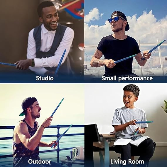 درام مجازی happy freedom Virtual Air Drum Set, Bluetooth RGB Electric Air Drum Sticks with 8 Sound, 3D Motion Sensing, Portable Rechargeable Drumsticks, for Beginners Kids Adults