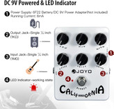 JOYO Overdrive Distortion Pedal Amp Simulator Rock Tones from OD to Dist for Electric Guitar Effect - Bypass (California Sound JF-15)