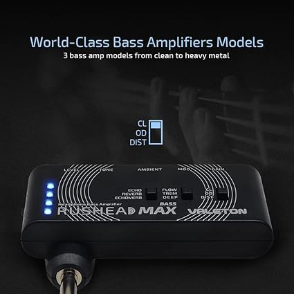 مولتی افکت پرتابل هدفون valeton rushead max Valeton Rushead Max Bass USB Chargable Portable Pocket Bass Headphone Amp Carry-On Bedroom Plug-In Multi-Effects