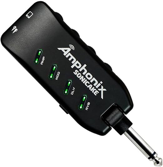 پلاگین مولتی افکت بلوتوث دار sonicake Amphonix SONICAKE Guitar Headphone Amp Plug-in USB Rechargable Portable Pocket Guitar Amplifier with Bluetooth Multi-Effects Clean Overdrive Distortion Modulation Delay and Reverb