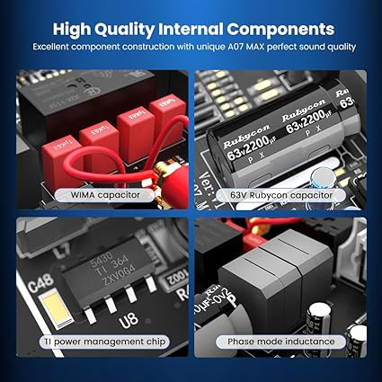 پری امپلیفایر Aiyima a07max AIYIMA A07 MAX 2 Channel Stereo Amplifier Home Audio 300W*2 TPA3255 Class D Power Amp/Bridgeable Mono Amplifier 600 Watt with 3.5mm Line Output for Passive Bookshelf Speakers+DC36V 6A Power Adapter