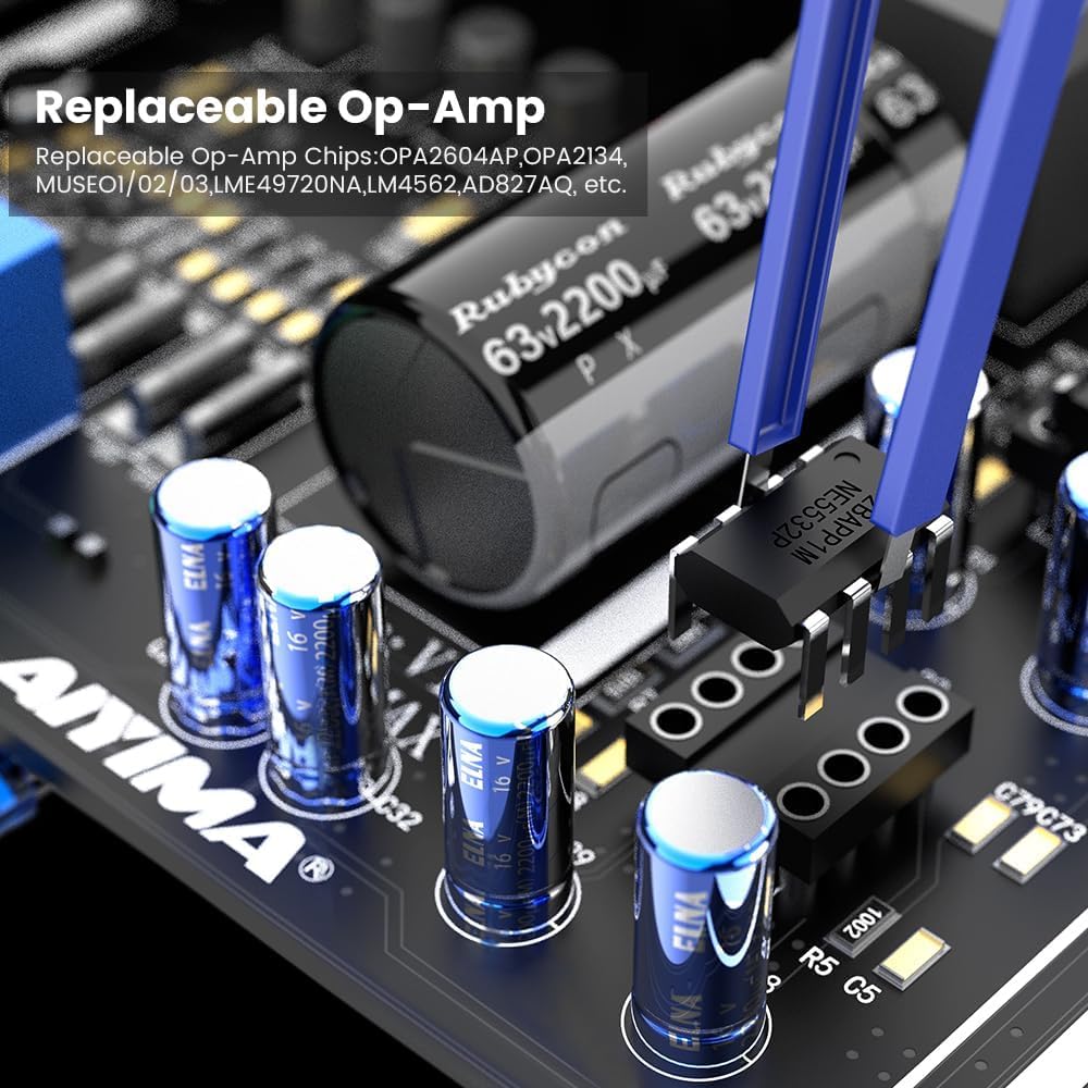 پری امپلیفایر Aiyima a07max AIYIMA A07 MAX 2 Channel Stereo Amplifier Home Audio 300W*2 TPA3255 Class D Power Amp/Bridgeable Mono Amplifier 600 Watt with 3.5mm Line Output for Passive Bookshelf Speakers+DC36V 6A Power Adapter