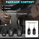 وایرلس گیتار c01 C01 UHF Wireless Guitar System (Transmitter & Receiver) - Rechargeable, 24-bit/48KHz Audio, 164FT Range, 4 Channels, <0.04ms Low Latency for Electric Musical Instruments