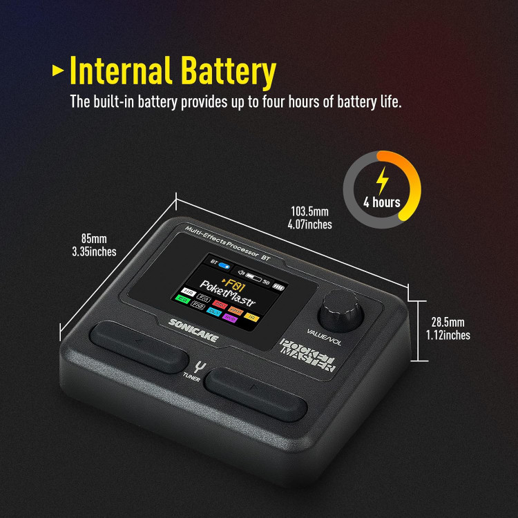 مولتی افکت پرتابل sonicake pocket master SONICAKE Pocket Master-Portable Multi Effects Pedal, 100+ Built-in Guitar/Bass/Acoustic Effects, Amp Modeling, IR Cabinets Simulation, Stereo OTG USB Audio Interface, Rechargeable Guitar Pedal (Black)