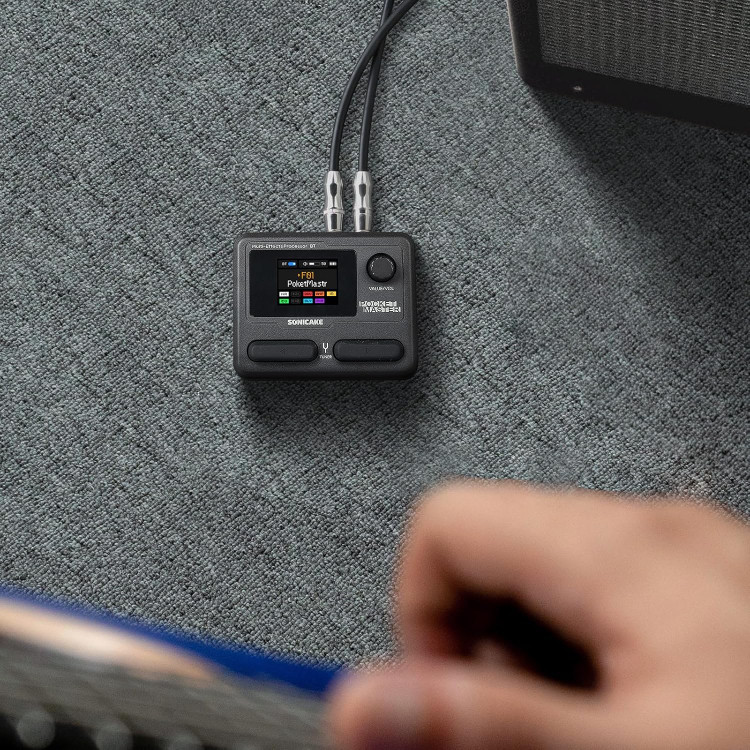 مولتی افکت پرتابل sonicake pocket master SONICAKE Pocket Master-Portable Multi Effects Pedal, 100+ Built-in Guitar/Bass/Acoustic Effects, Amp Modeling, IR Cabinets Simulation, Stereo OTG USB Audio Interface, Rechargeable Guitar Pedal (Black)
