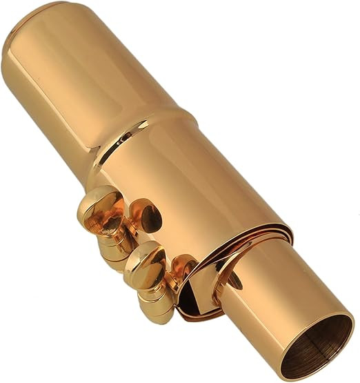 Yibuy Gold Plated Brass B-flat Tenor Saxophone Sax Mouthpiece with Cap Ligature 7#