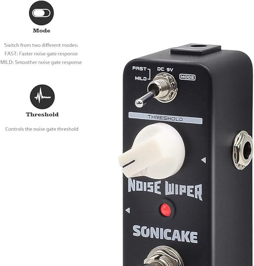 SONICAKE Noise Gate Effects Pedal Guitar Pedal Suppressor Noise Wiper Guitar Effects Pedal 2 Modes True Bypass