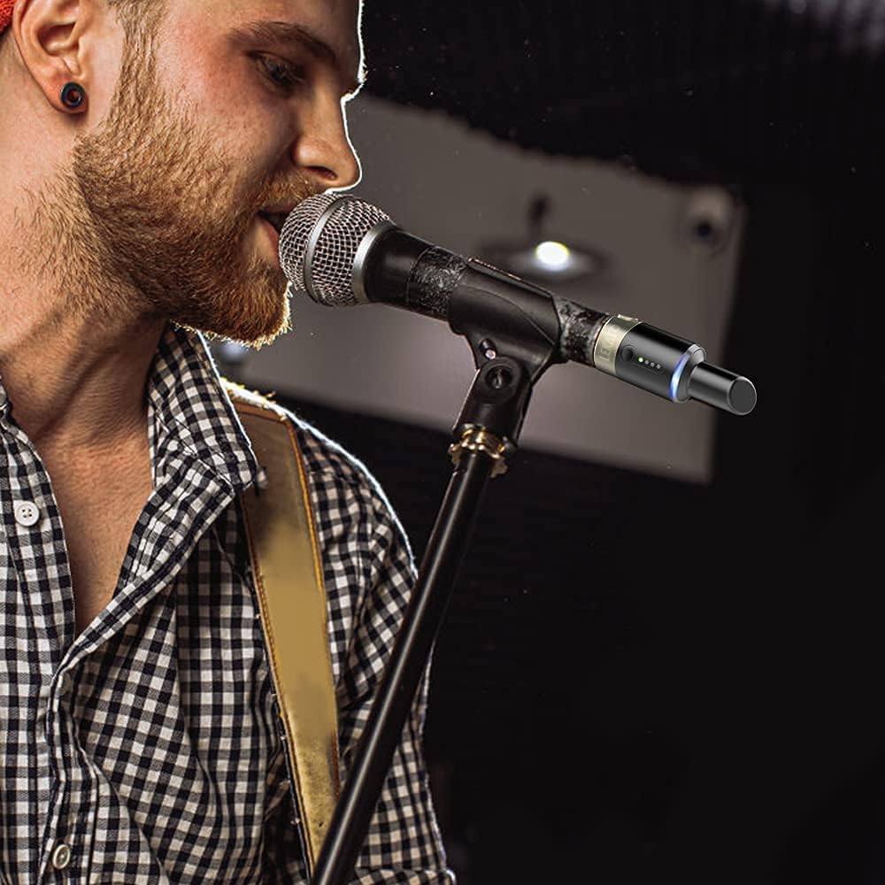 وایرلس میکرفون لکاتو lekato MW1 5.8g LEKATO 5.8GHz XLR Wireless Microphone Transmitter Receiver,XLR Microphone System Plug-on Rechargeable Mic Set for Dynamic Microphones, Audio Mixer, DSLR Camera, PA System